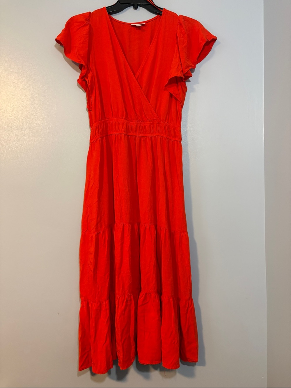 Knox Rose Orange Wrap-Style Tiered Maxi Dress